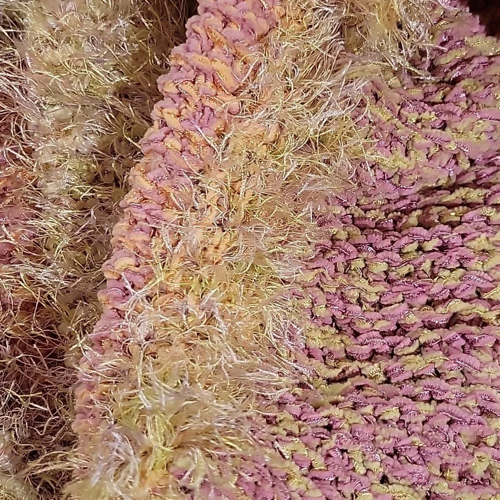 Hand knitted backpack with eyelash and velvety yarns - Handmade